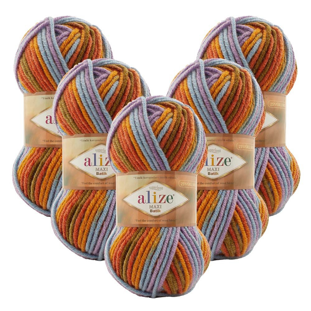 Häkelwolle 5 x ALIZE SUPERLANA MAXI BATIK