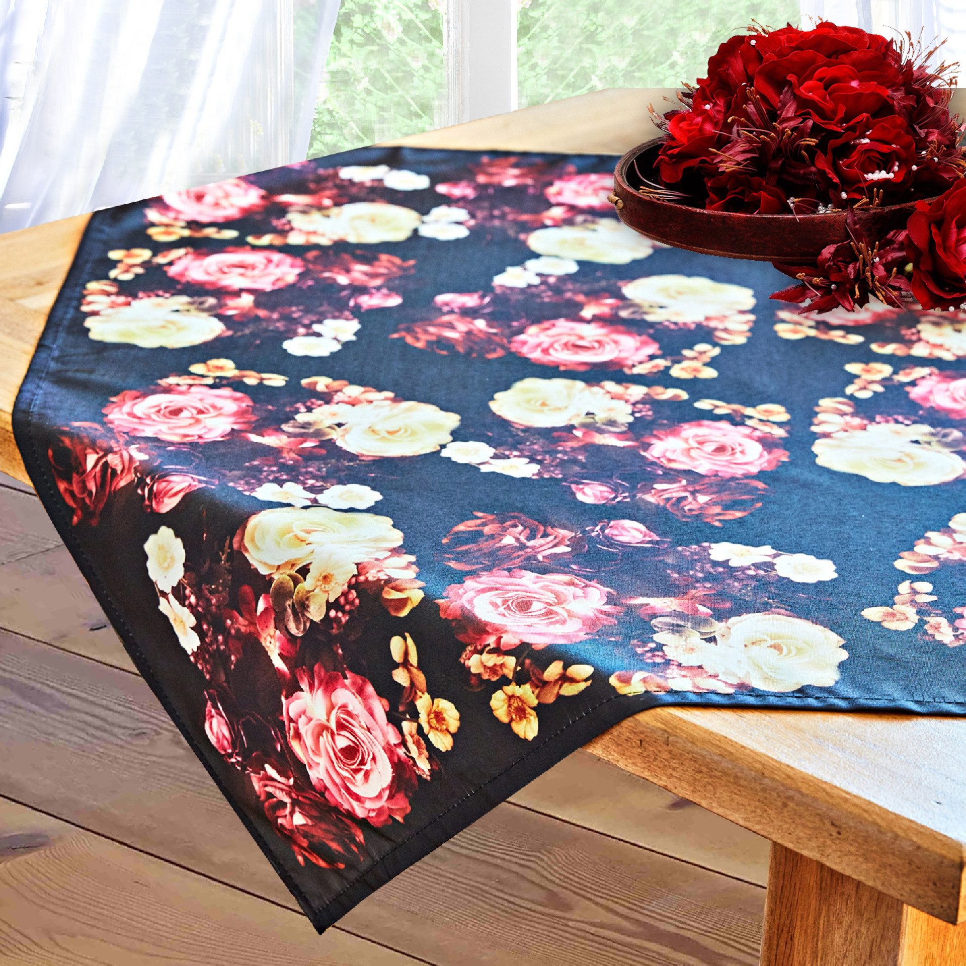 Delindo Lifestyle Mitteldecke Tischdecke "Edelrose" (1-tlg), Digitaldruckde günstig online kaufen