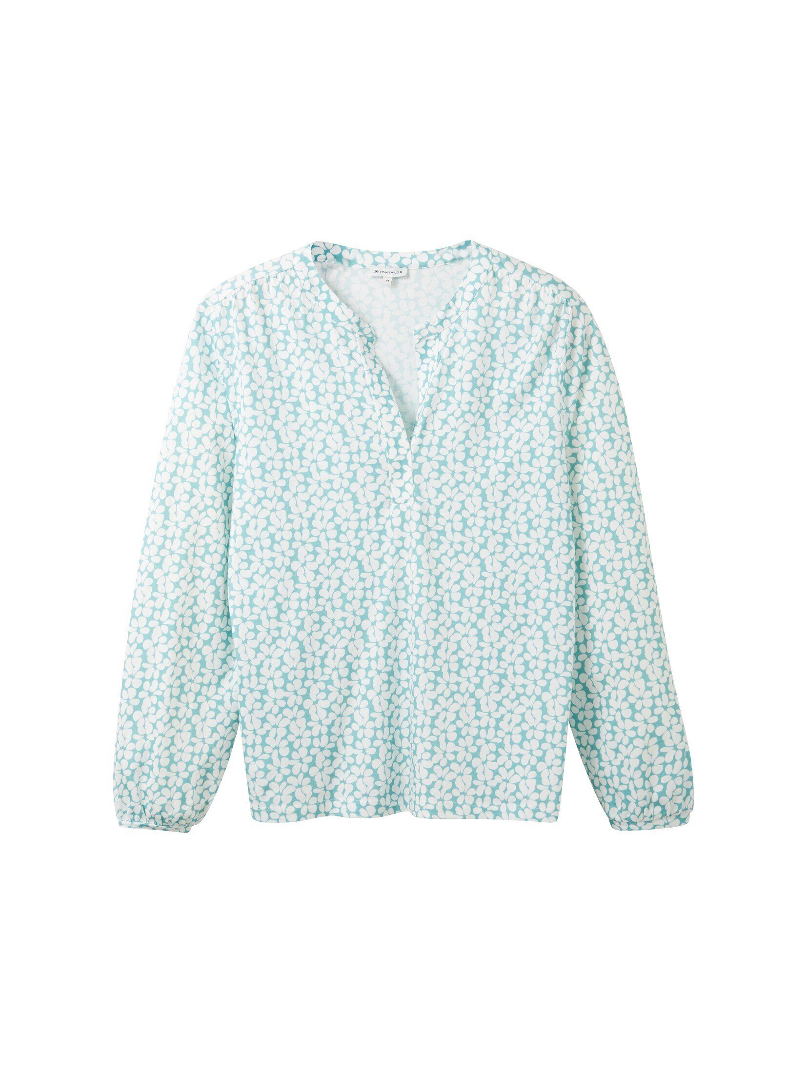 TAILOR design mit T-Shirt TOM teal Bluse floral Allover-Print