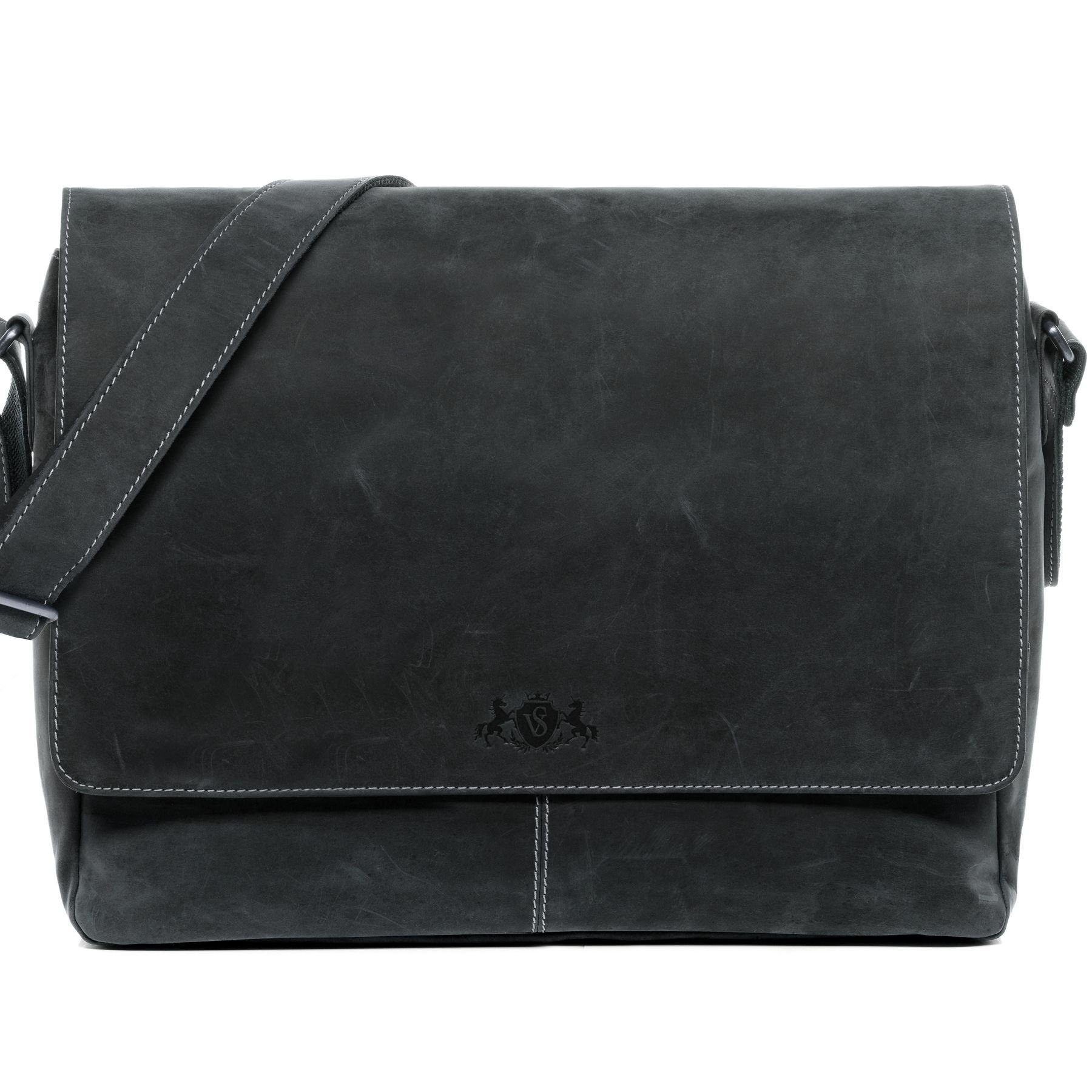 Seyfocnia Leder Messenger Bag für Herren 15,6 Zoll Vintage Laptop Tasche Aktentasche Umhängetasche 