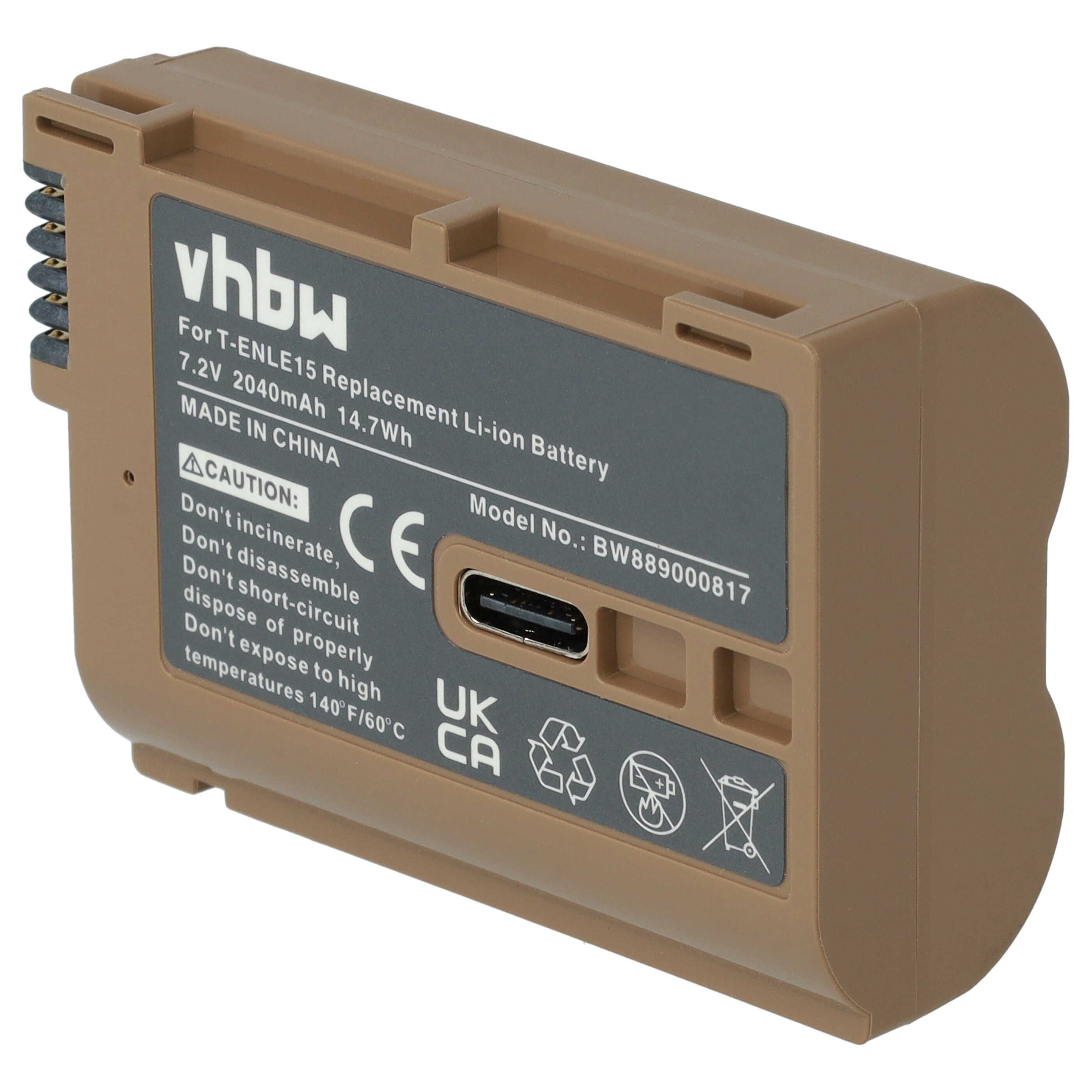 vhbw Akku passend für Nikon Z8, Z f, Z7, Z7 II, ZR Digitalkamera / Kamera / Kamera-Akku Akku Li-Ion 2040 mAh (7,2 V, 1 St), Leistungsfähiger Austausch-Akku für Digitalkamera, Spiegelreflexkamera