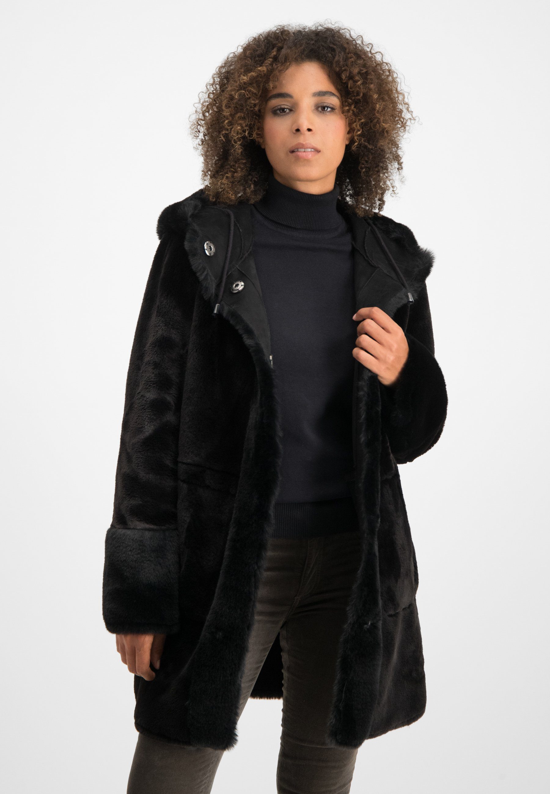 Milestone Wintermantel MS-Lili Lang- und Kurzhaar Fake-Fur Wendemantel mit Kapuze