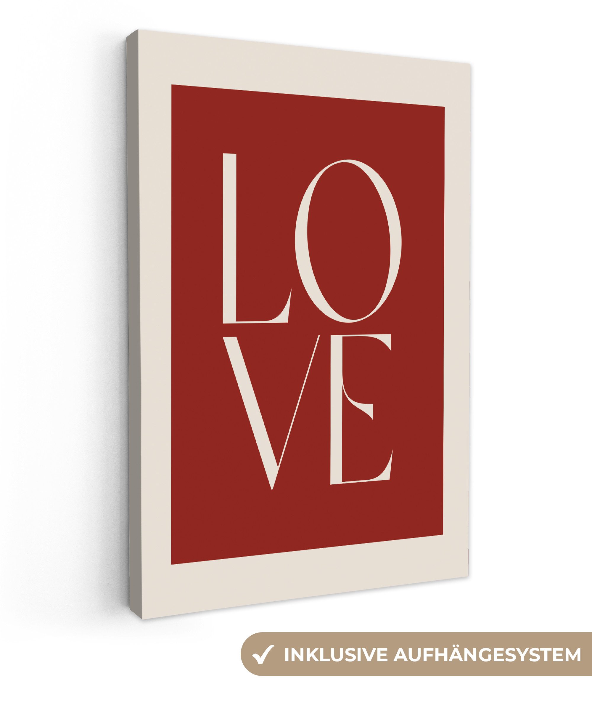 OneMillionCanvasses® Leinwandbild Liebe - Rot - Minimalistisch, Fotodruck (1 St), Leinwand Canvas Wandbild, Wanddekoration 20x30 cm