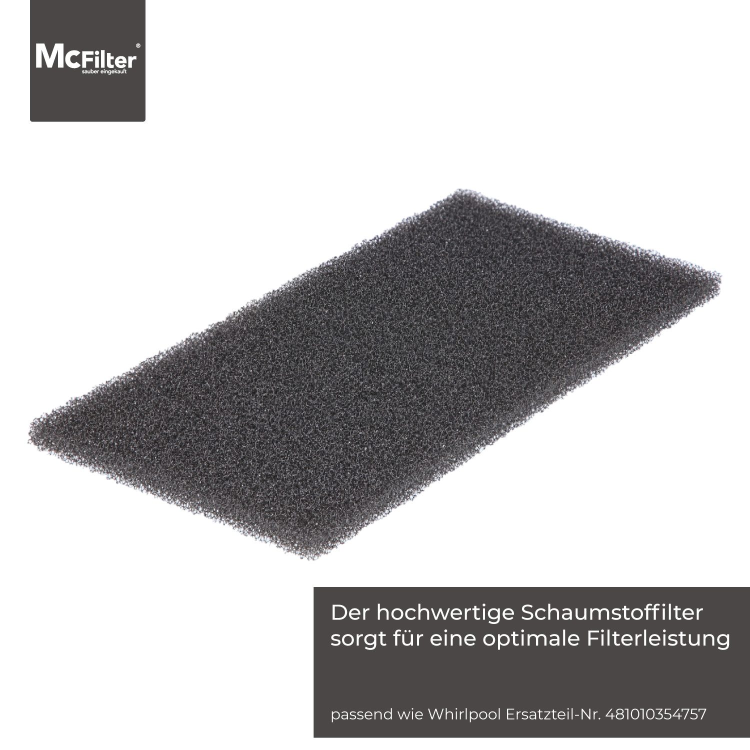 McFilter Ersatzfilter (2 Stück) Schwammfilter, Zubehör für Bauknecht Ignis HX 481010354757, passend für Whirlpool, Filtermatte, 225 x 107 x 8mm, Schaumstoff