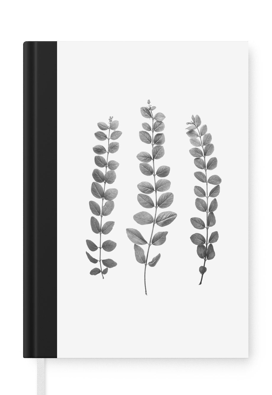 MuchoWow Notizbuch Pflanzen - Blätter - Natur - Weiß, Journal, Merkzettel, Tagebuch, Notizheft, A5, 98 Seiten, Haushaltsbuch
