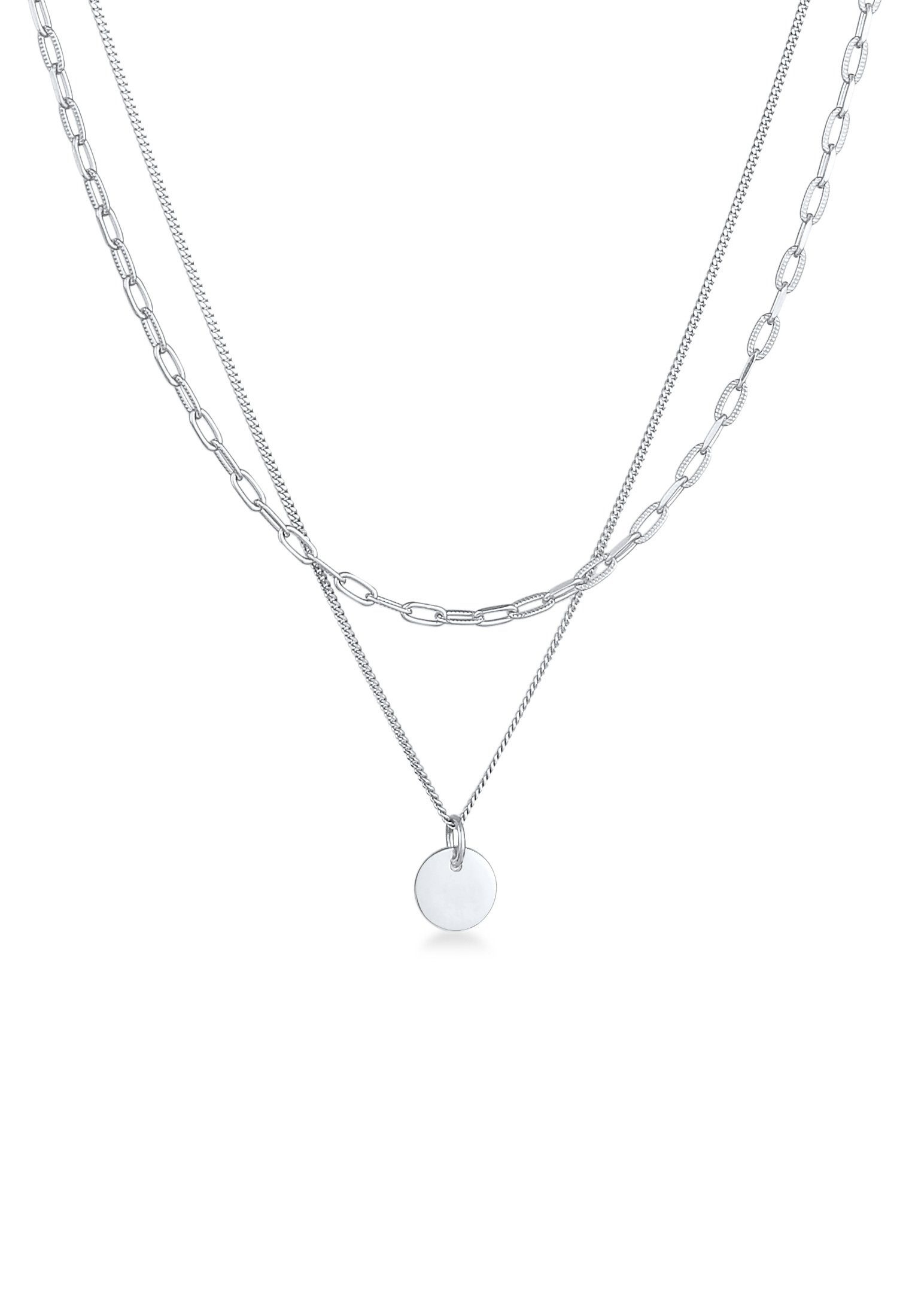 Ketten-Set Layer Plättchen Gliederkette 925 Silber
