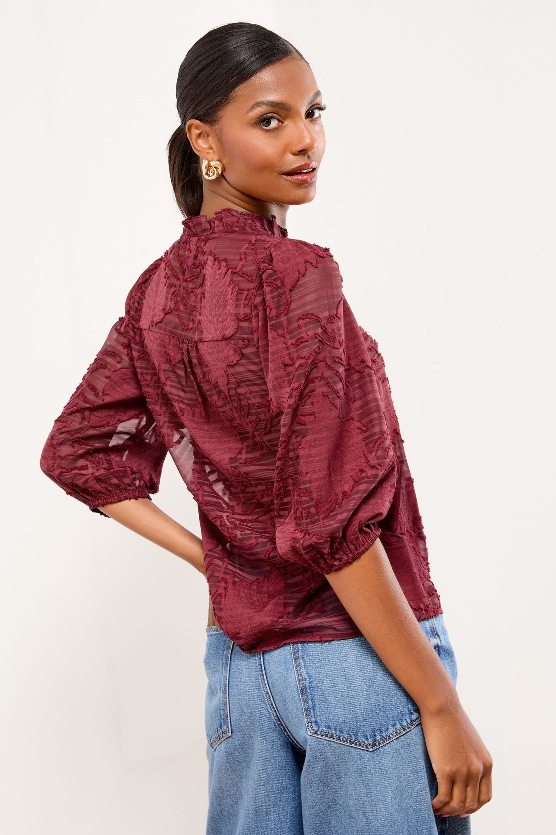 LIPSY Langarmbluse Lipsy Oberteil mit 3/4-Ärmeln, Regular (1-tlg)