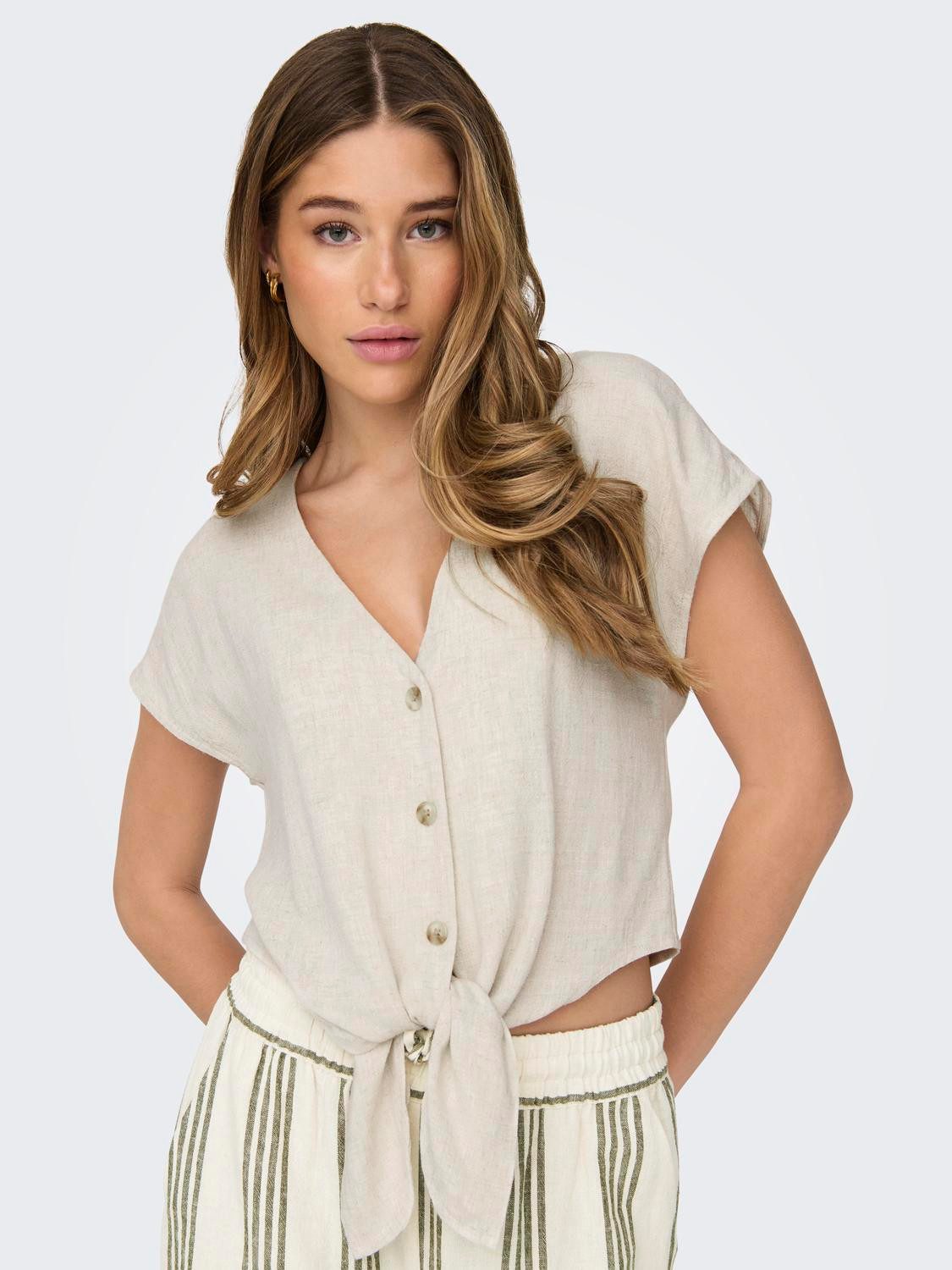 ONLY Kurzarmbluse ONLSIESTA SS KNOT LIN günstig online kaufen