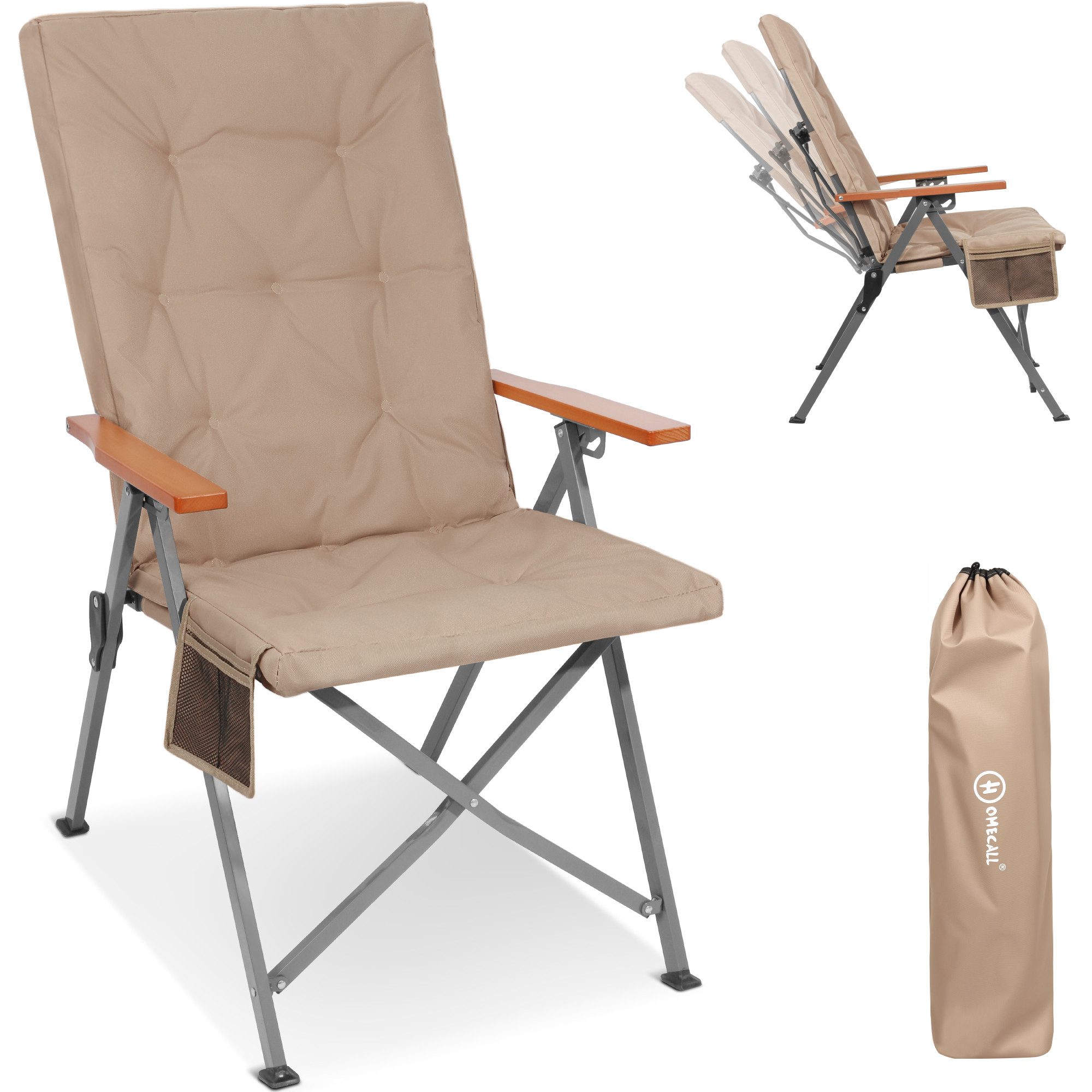 HOMECALL Campingstuhl Faltbar Hochlehner Luxus Klappstuhl mit 4,5cm Dicke G günstig online kaufen