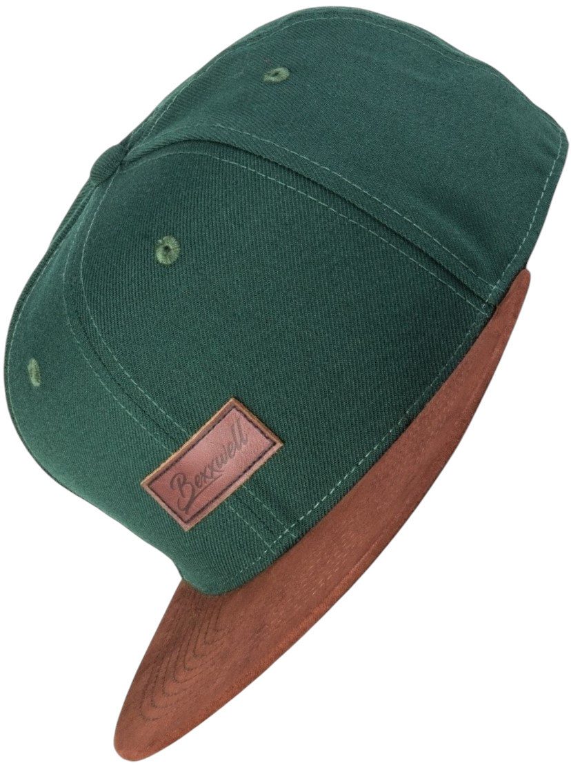 Bexxwell Snapback Cap mit Lederpatch, Schirm in Wildlederoptik (optimale Passform, Unisex)