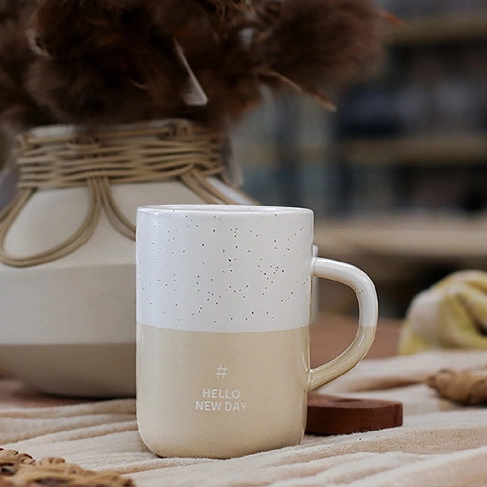 Ogo Living Tasse OGO LIVING Becher Hello New Day Schriftzug Tasse 580 ml Steingut