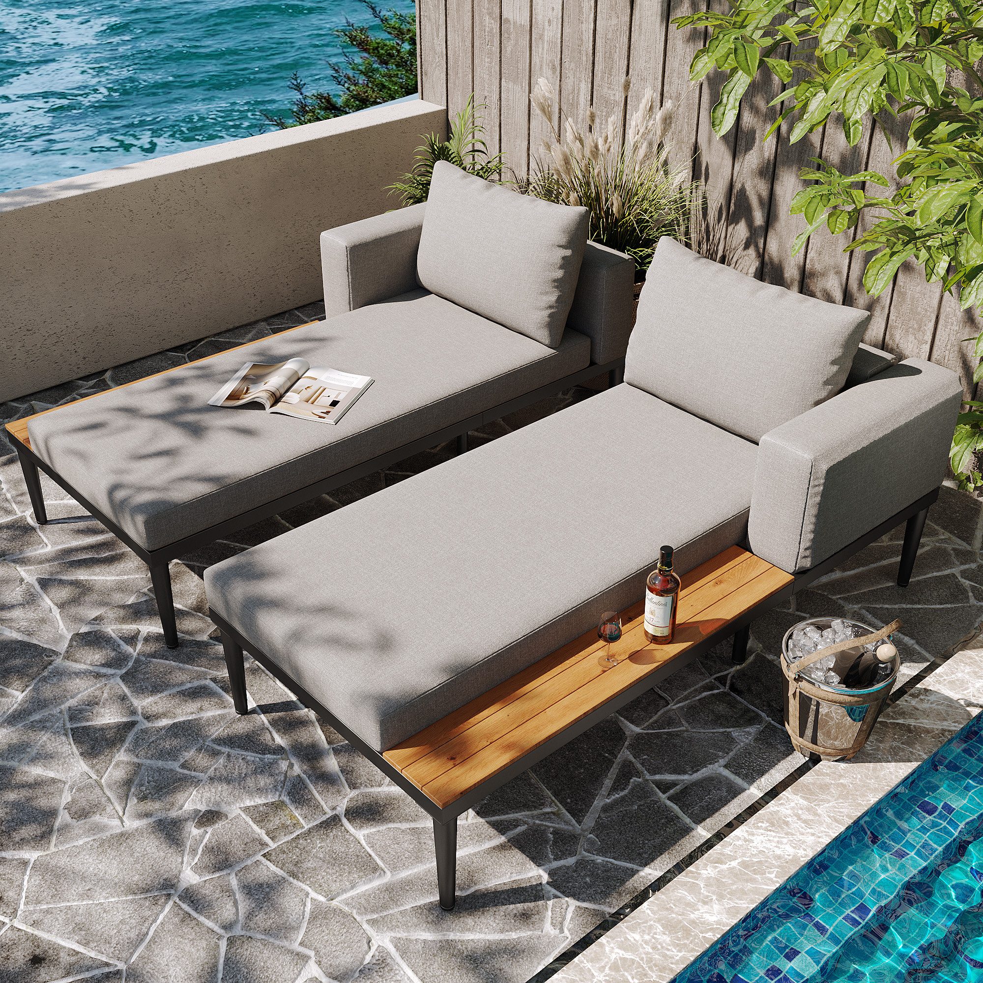 Flieks Gartenliege, Outdoor Doppelliege Schlafsofa Loungesessel günstig online kaufen
