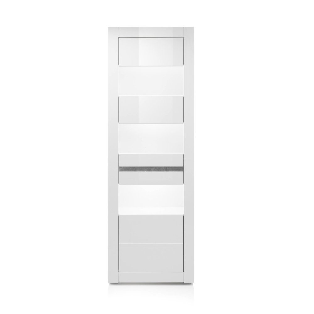 in 3-tlg), Betonoptik Lomadox 336x198x42cm Hochglanz Wohnzimmer-Set (Mega-Spar-Set, COGO-61, weiß und Griffmulden