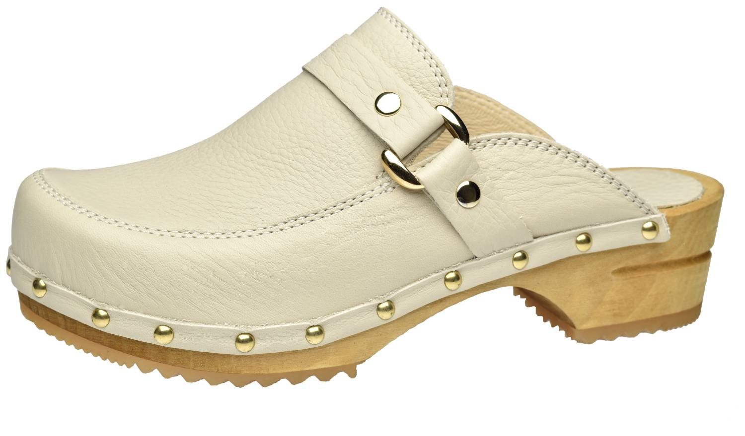 Sanita Wood Lillen White Clog