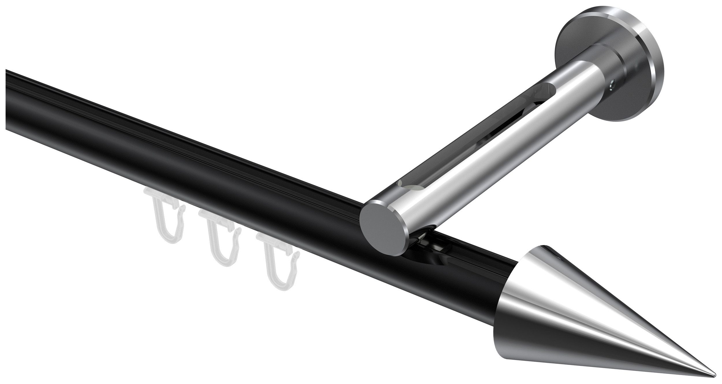 INTERDECO Innenlaufschiene Siteno Savio, Ø 20 mm, 1-läufig, Fixmaß, kürzbar, Wandmontage, Aluminium, Schwarz / Chrom / Bicolor