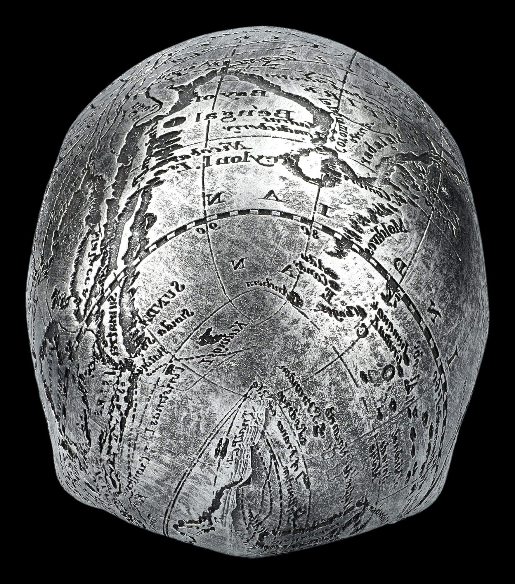 Figuren Shop GmbH Dekofigur Totenkopf silberfarben - Mind Map - Totenschädel Gothic Dekoschädel