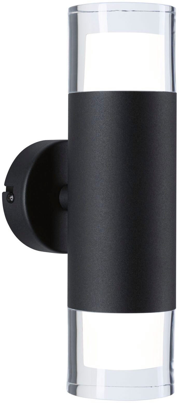 Paulmann Wandleuchte Selection Bathroom Wand-/Deckenleuchte Kame IP44 Signalschwarz 2er, LED fest integriert, Warmweiß