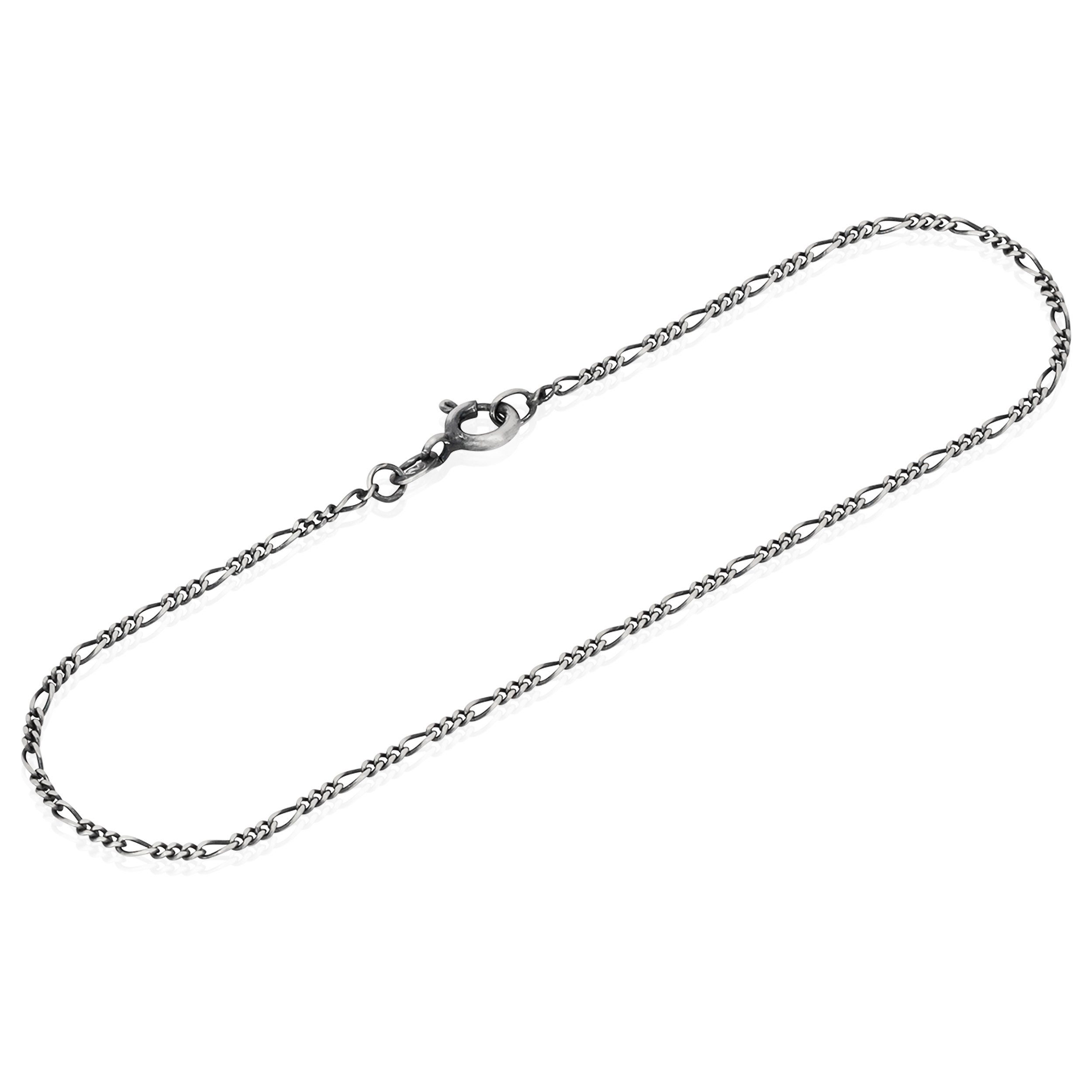 Armkette 20cm Armband Figaro - Panzerkette 925 Sterling Silber diamantiert 1,4m