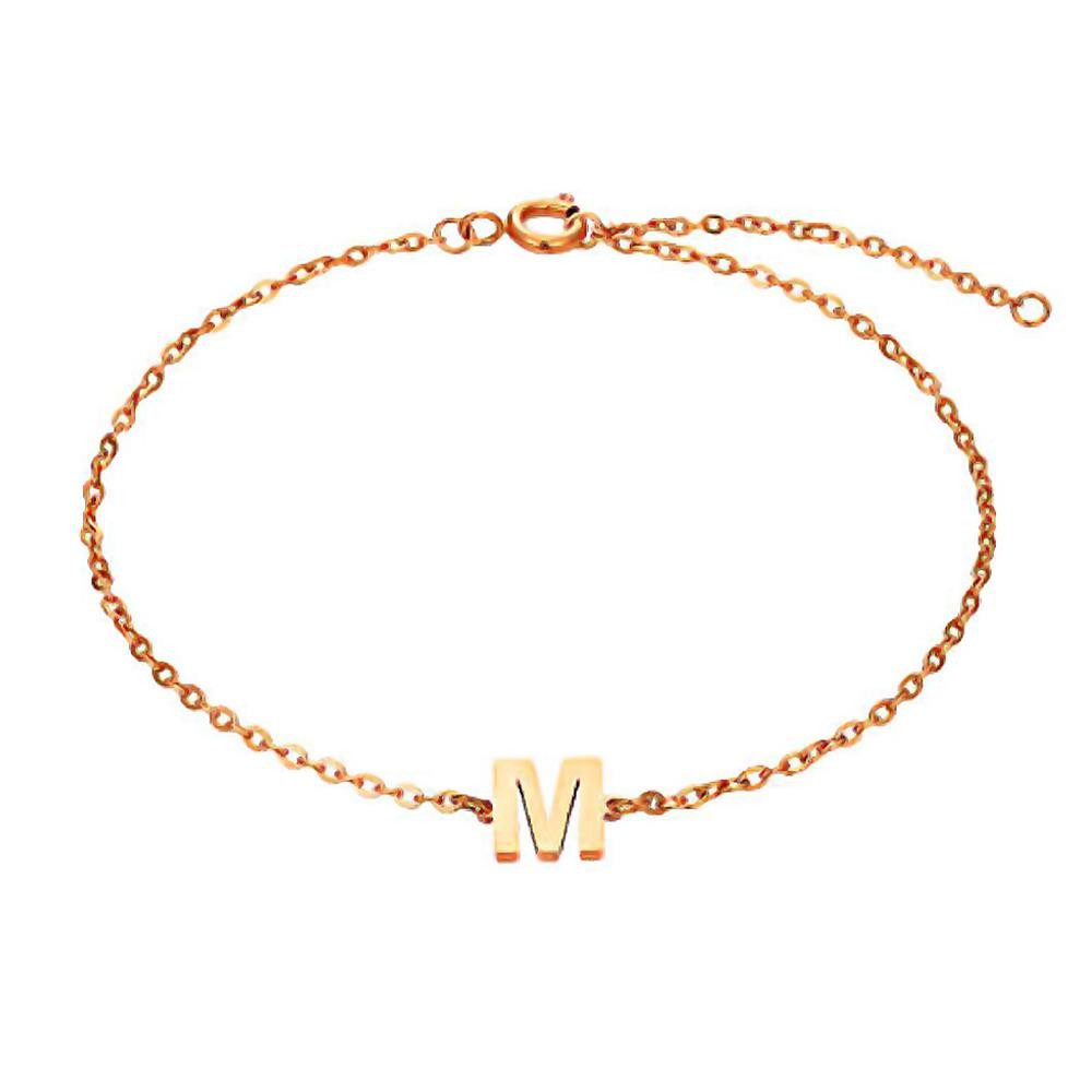 BUNGSA Goldarmband M - Buchstaben Armkette aus Edelstahl Roségold Unisex (1 Armband, 1-tlg), Bracelet Armschmuck