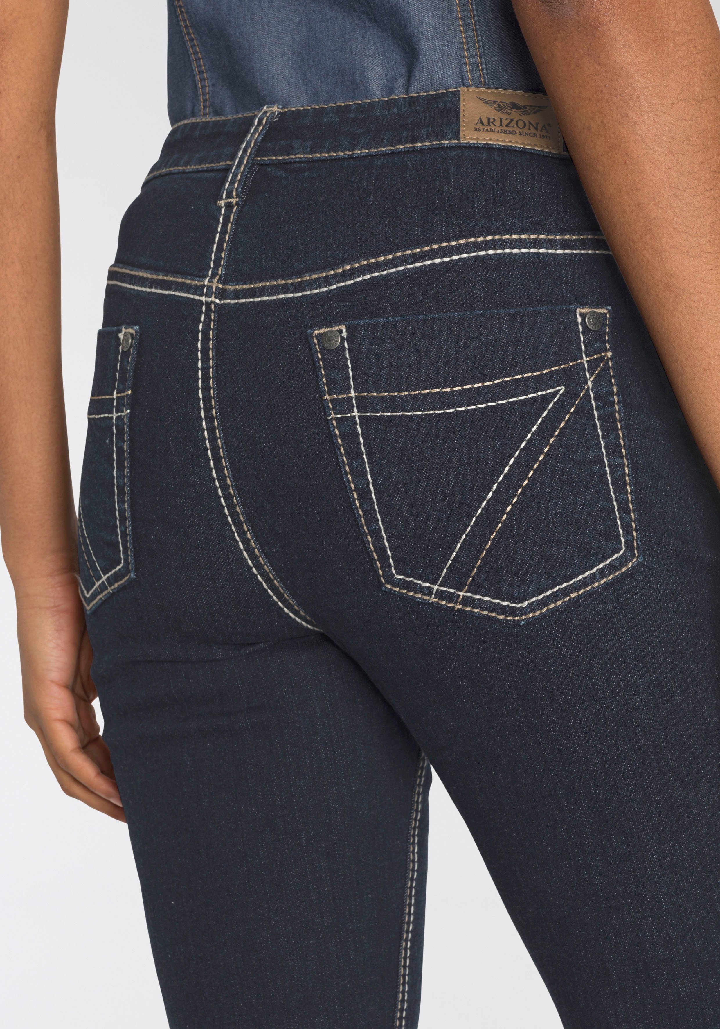 High Waist Arizona Gerade Kontrastnähten rinsed Jeans mit Comfort-Fit