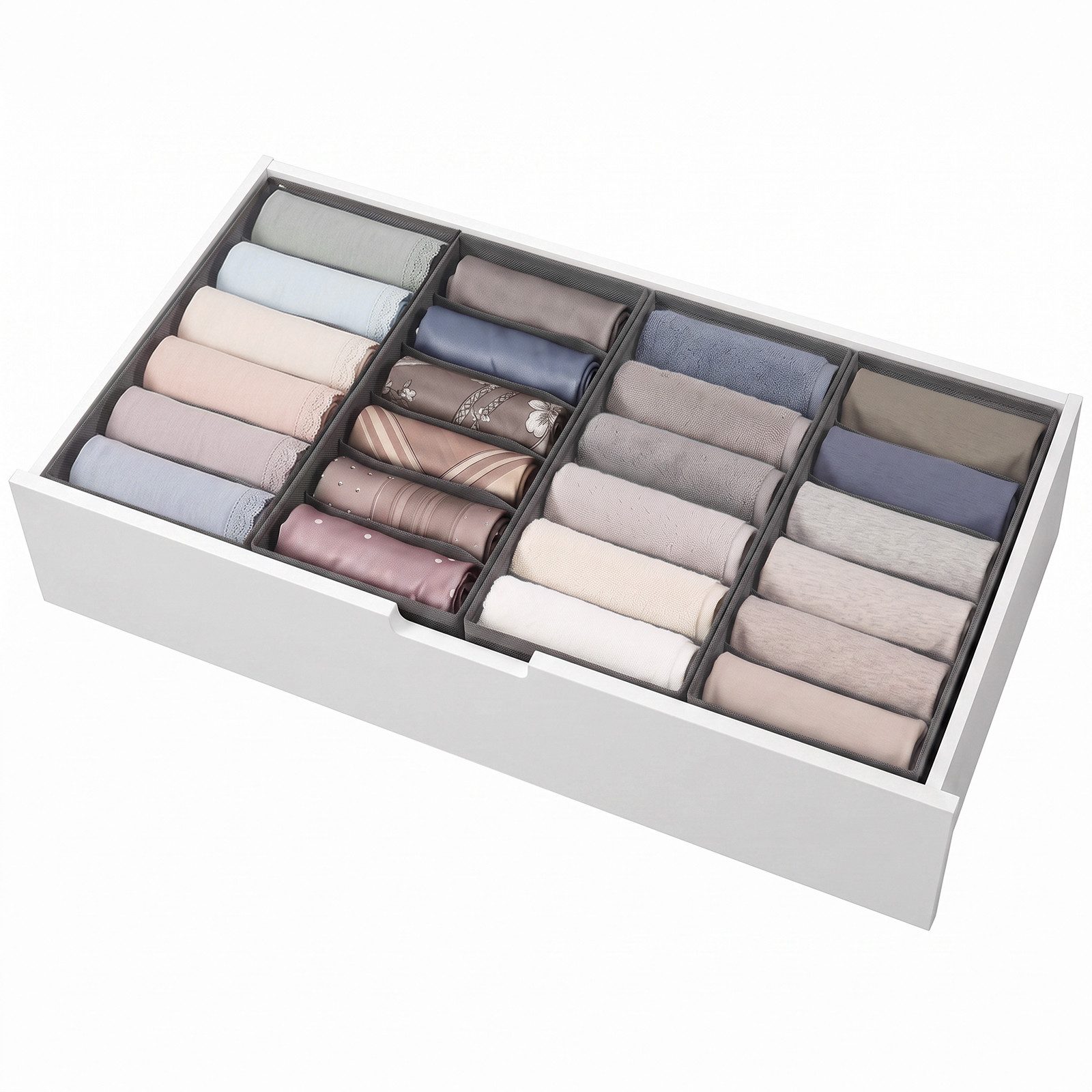 Sekey Aufbewahrungsbox Schubladen Organizer aus Vliesstoff – faltbare Aufbewahrungsboxen, 4er-Set, 17,5×35×11 cm für NORDLI Kommode, mit Längsfächern