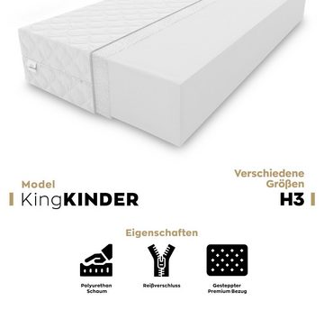Kindermatratze KingKINDER 80x200x10cm aus hochwertigen Kaltschaum, KingMatratzen, 10 cm hoch, Rollmatratze mit waschbarem Bezug