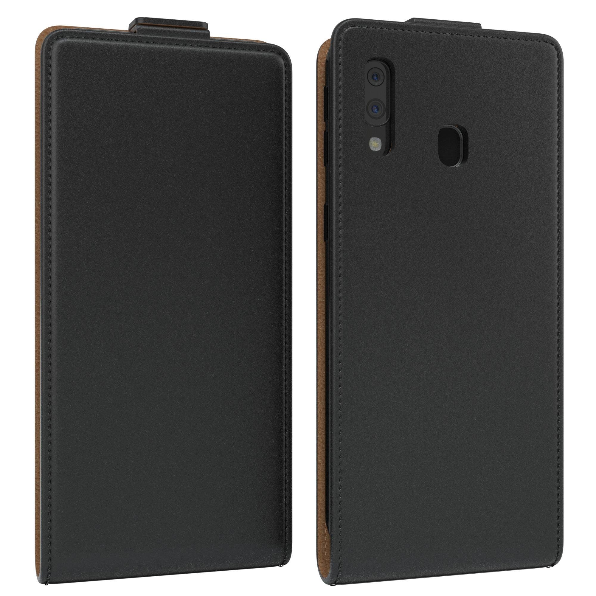 EAZY CASE Handyhülle Flipcase für Samsung Galaxy A40 5,9 Zoll, Tasche Klapphülle Handytasche zum Aufklappen Etui Kunstleder Schwarz