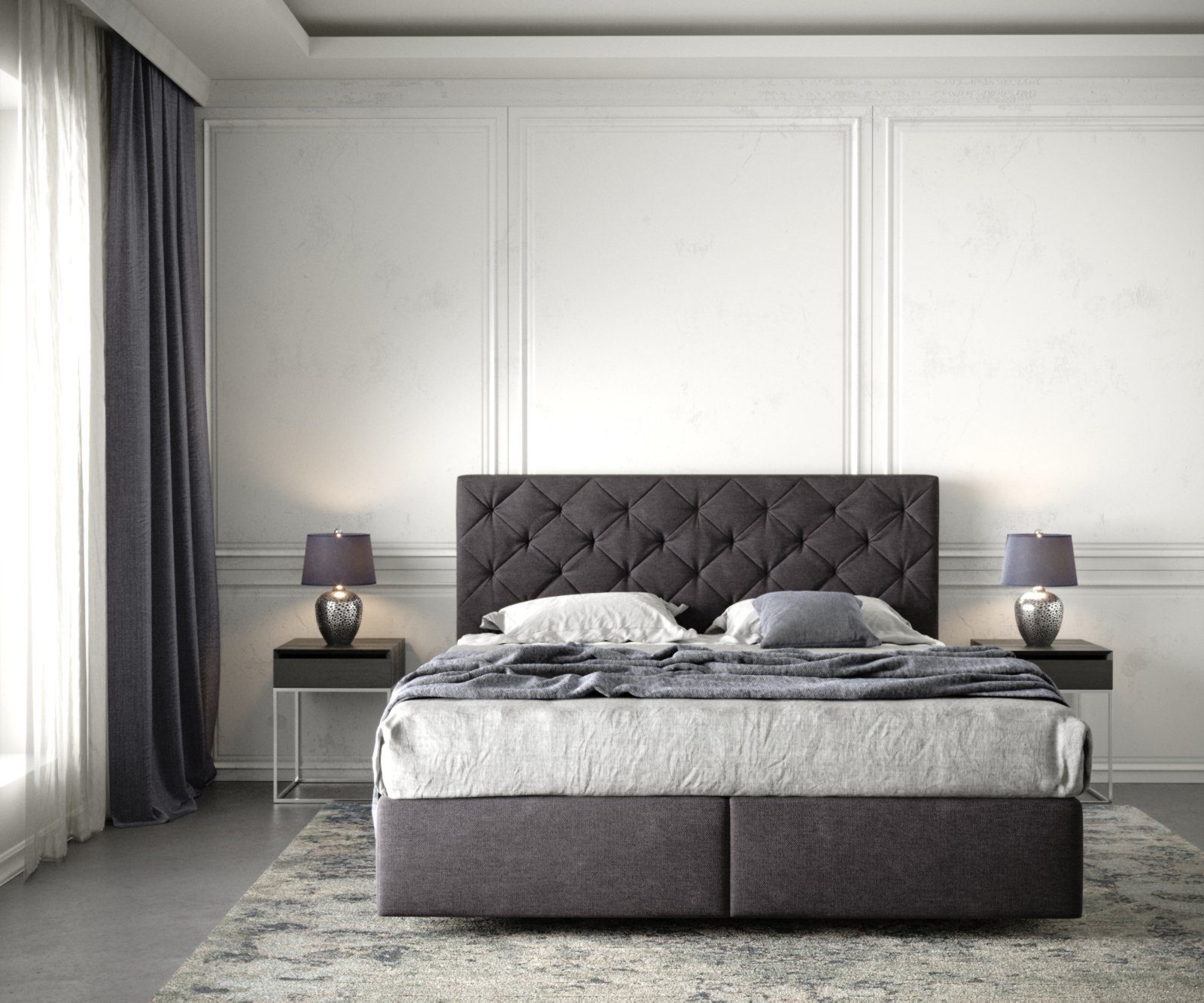 DELIFE Boxspringbett Dream-Great, Mikrofaser Schwarz 160x200 günstig online kaufen