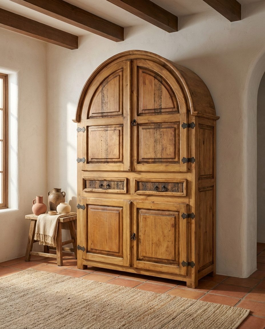 WOLF MÖBEL Drehtürenschrank MEXIKO Rundbogenschrank mit 3 Einlegeböden (129x62x201) 3 Einlegeböden