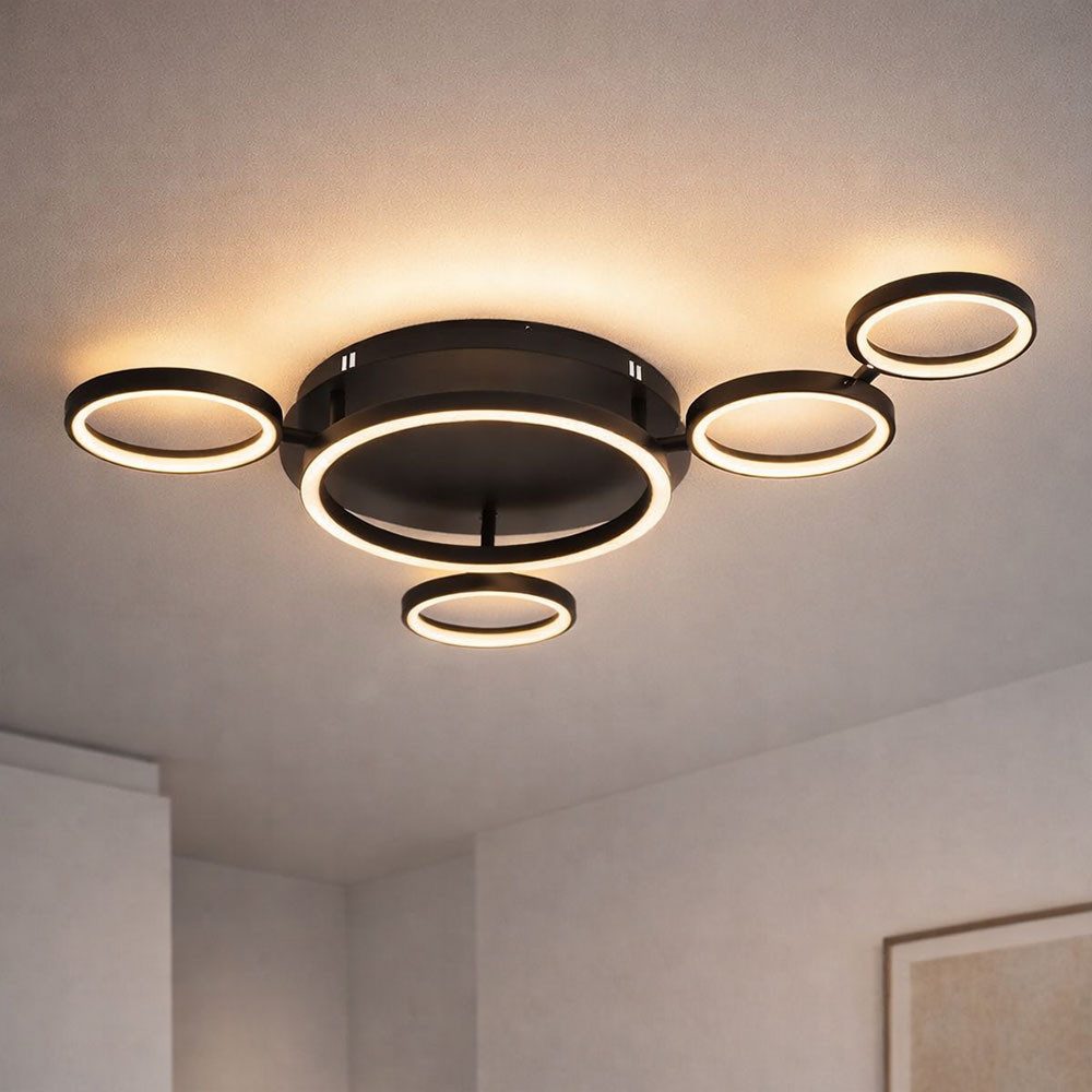 GLOBO LIGHTING LED Deckenleuchte, LED-Leuchtmittel fest verbaut, Warmweiß, Deckenlampe Strahler Leuchte drehbar LED 29 Watt Ring-Design schwarz