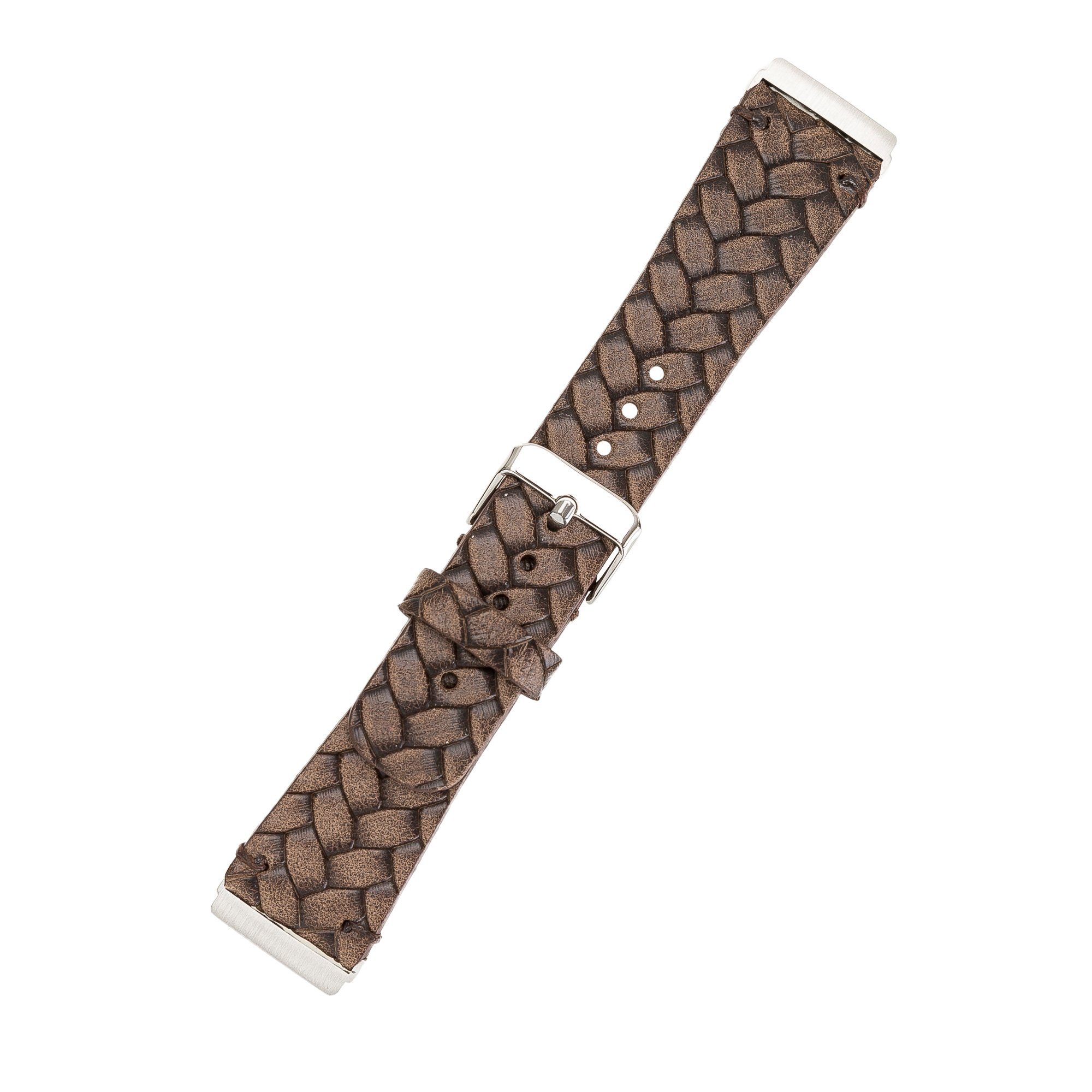 Renna Leather Smartwatch-Armband Fitbit Echtes Braun Sense Ersatzarmband & / 4 Geflochten 3 / Versa Leder Armband 2