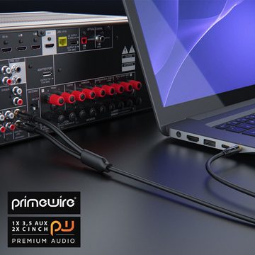 Primewire Audio-Kabel, Cinch, 3,5-mm-Klinke, RCA, AUX (50 cm), Stereo HiFi Audio-Adapter mehrfach geschirmt - 0,5m