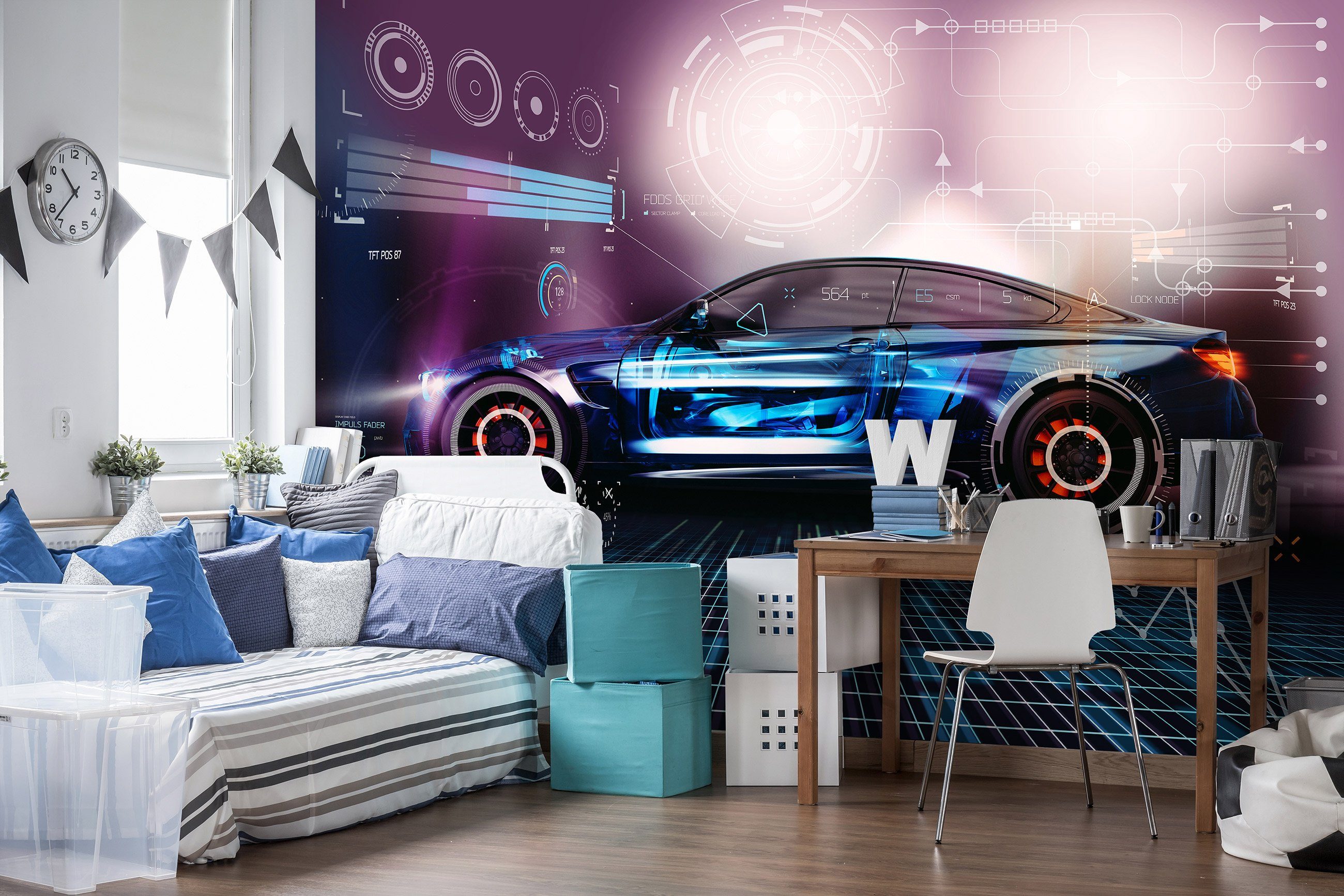 Gaming Sportwagen Wandtapete Tapete Vlies Motivtapete, Jungen inklusive für Vliestapete Vliestapete Glatt, Auto, Wallarena Effekt Kinderzimmer Kleister Auto Jungenzimmer Fototapete 3D