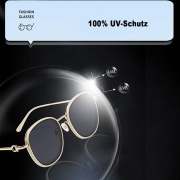 IBETTER Sonnenbrille Sonnenbrille Damen,Halbgestelle Unregelmäßige Farbverlauf Sonnenbrille (Unisex mit UV400 Schutz Vintage)