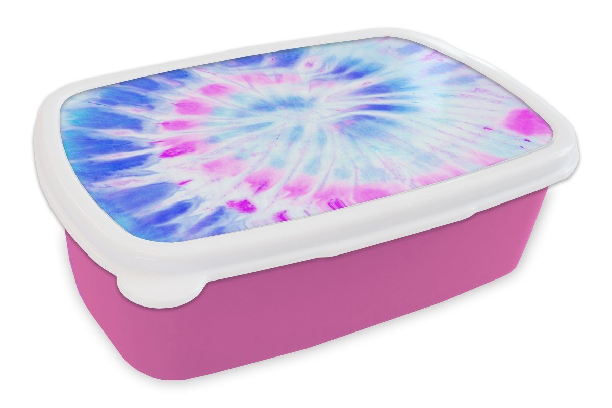 MuchoWow Lunchbox Sommer - Krawattenfärbung - Weiß, Kunststoff, (2-tlg), Brotbox für Erwachsene, Brotdose Kinder, Snackbox, Mädchen, Kunststoff rosa