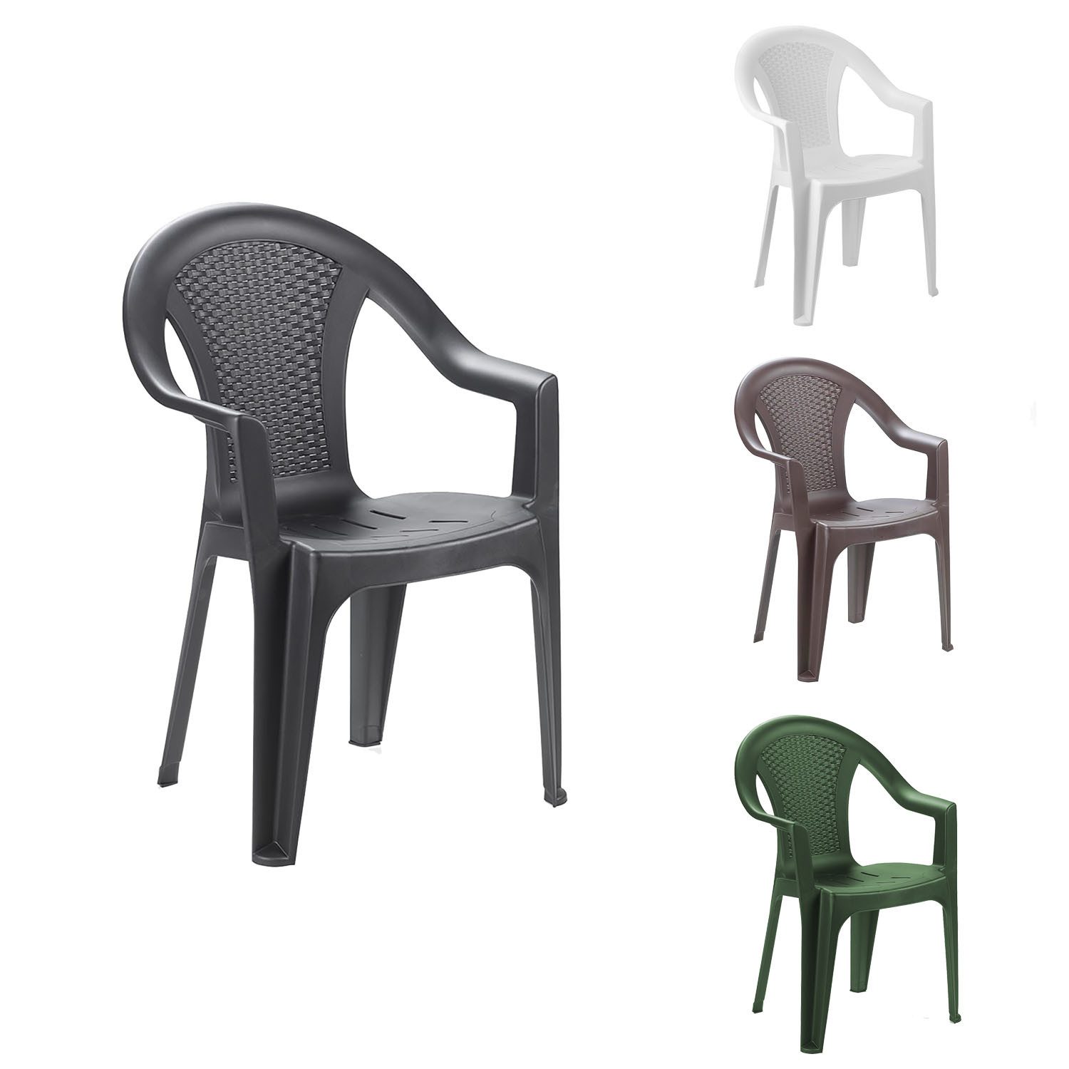 INDA-Exclusiv Armlehnstuhl Stapelstuhl Gartenstuhl Kunststoff Ischia Rattan-Optik