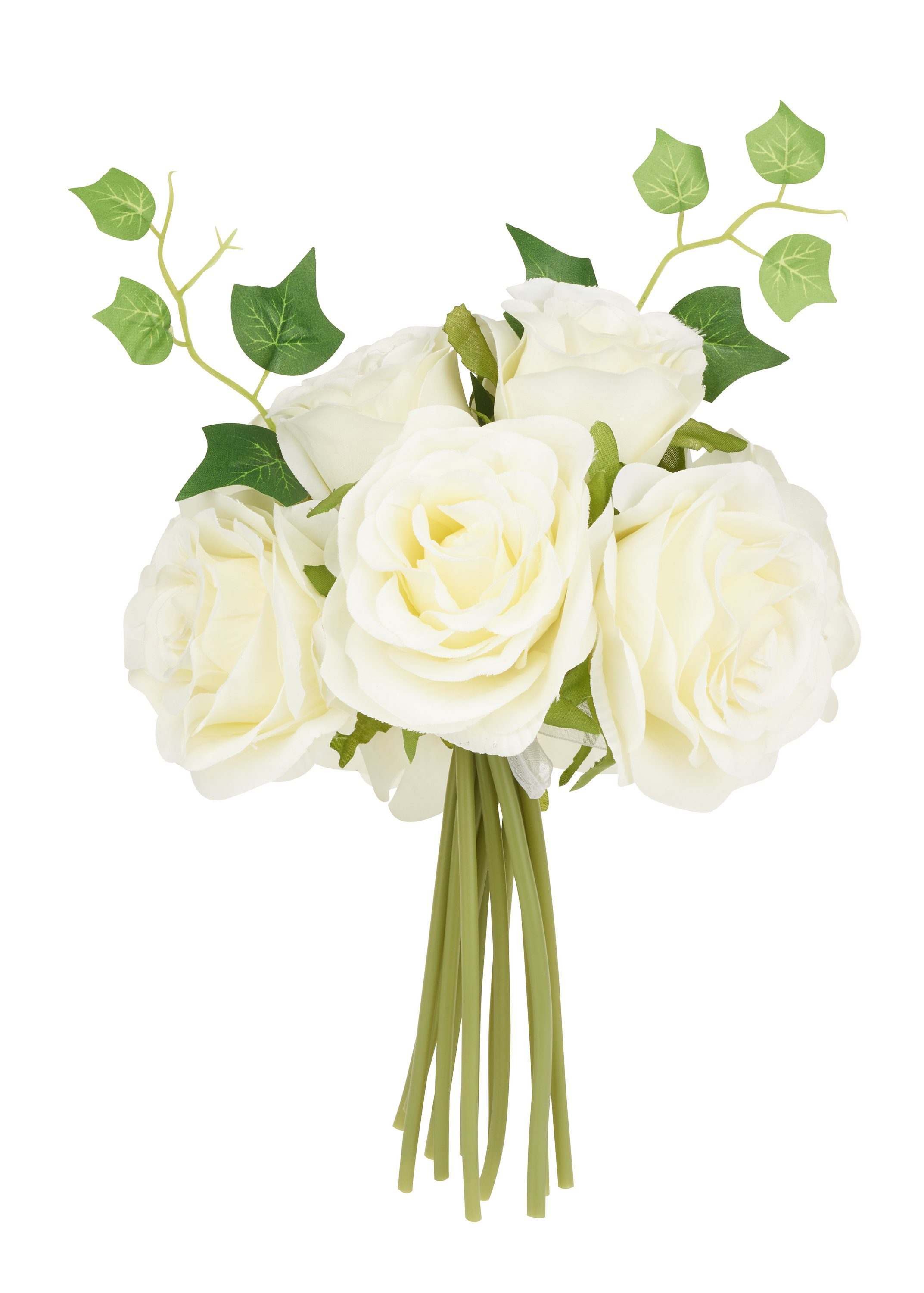Kunstblume Rosenstrauß, VBS, 12 Teile, Weiß