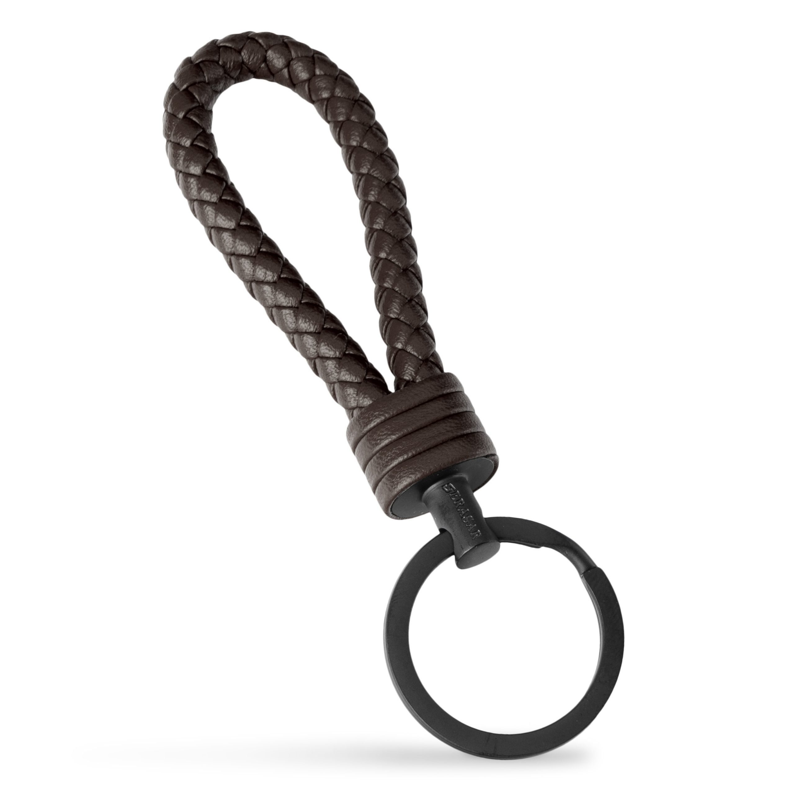 SERASAR Schlüsselanhänger Leder Schlüsselanhänger "Strong" (1-tlg), Zusatzringe für kleine Schlüssel Braun | Schlüsselanhänger
