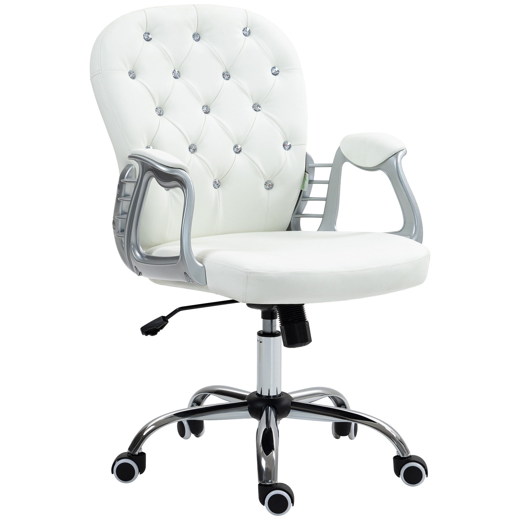 Vinsetto Bürostuhl Homeoffice Stuhl mit Kunstlederoptik höhenverstellbar Drehstuhl (Chefsessel, 1 St), für Wohnzimmer, Büro, Weiß – Bild 2 von 5