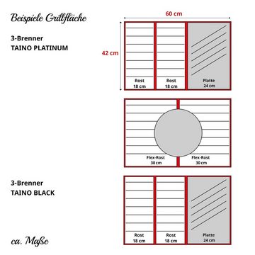TAINO Grillplatte PLATINUM/BLACK (1-St), Wendeplatte, Gusseisen, 42 x 24 cm, 2-seitig verwendbar