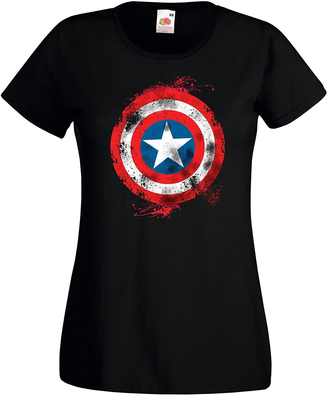 America Vintage T-Shirt Frontprint trendigen mit Damen Designz T-Shirt Youth Schwarz