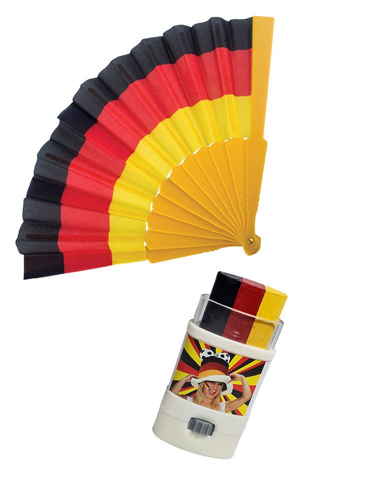 Kostüm WM Flagge Fan Set Deutschland Fächer und Schminke