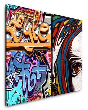 Sinus Art Leinwandbild 2 Bilder je 60x90cm Streetart Graffiti Wand Wall Jugendzimmer Modern Cool