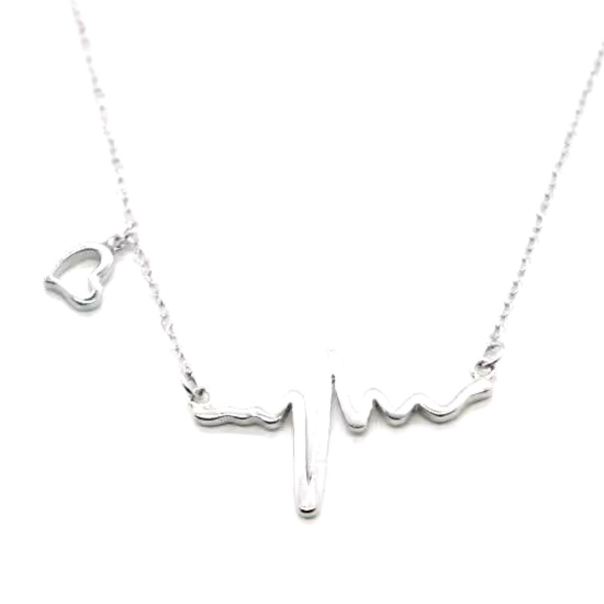 Silberkette Damen Kette mit Silberanhänger Herzschlag Halskette mit Herz Schmuck