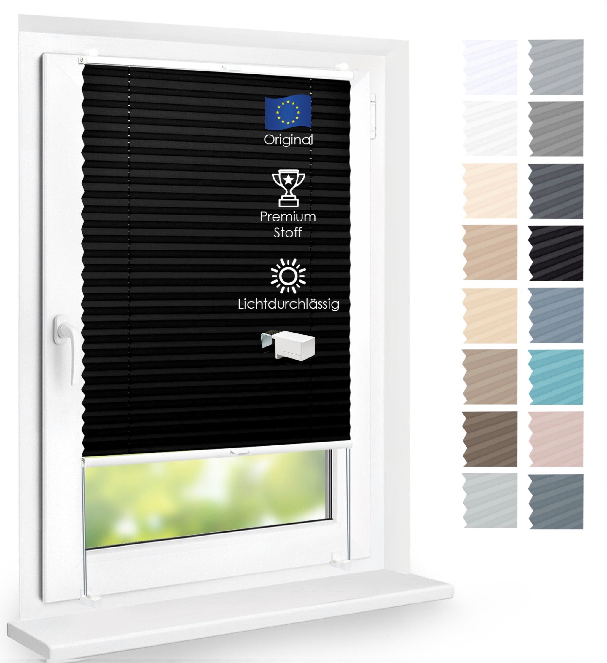 DomDeco Plissee Premium Plissee ohne Bohren, Sichtschutz, lichtdurchlässig, blickdicht, Klemmfix, Klemmfix, UV-beständig, modernes Design, stufenlos