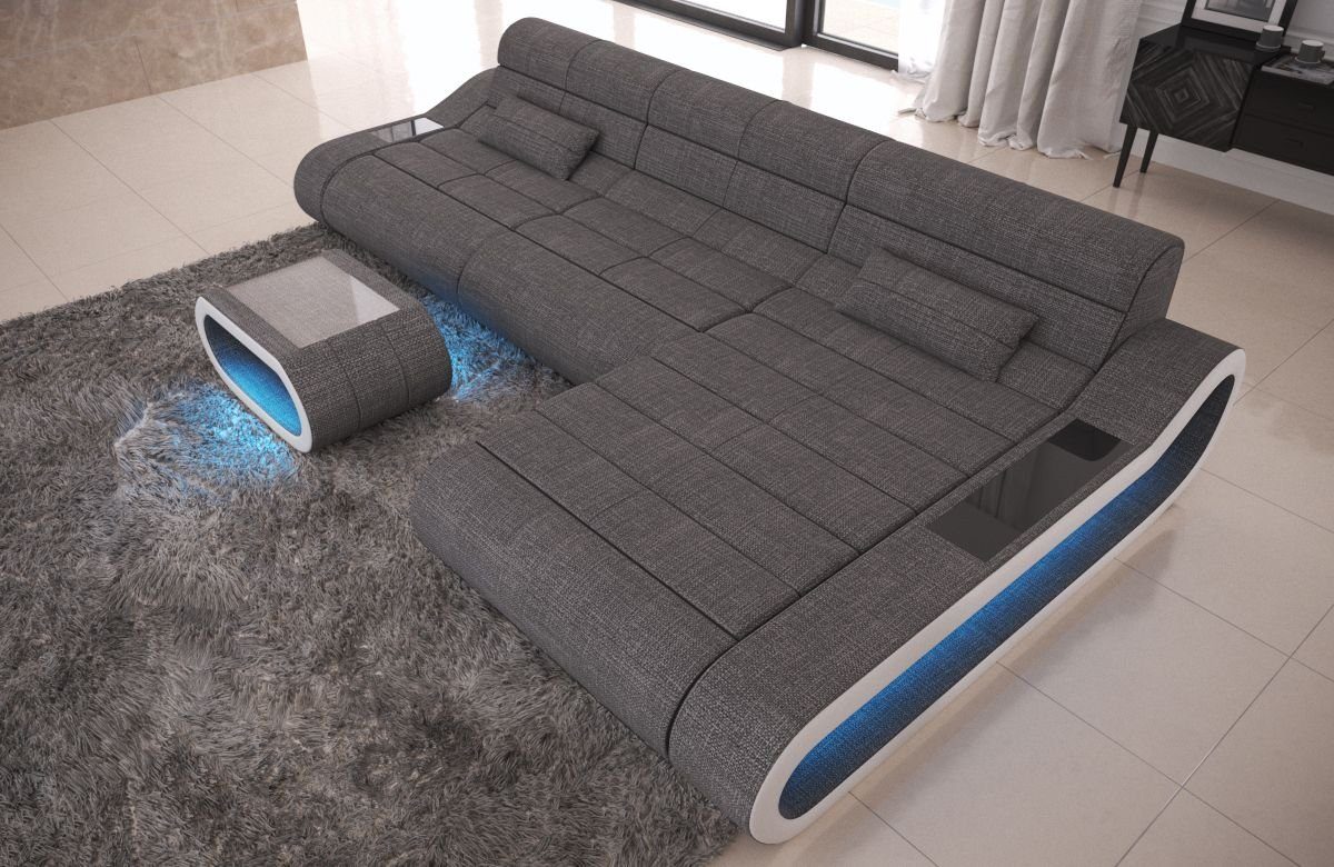 Stoffsofa, Ecksofa Grau-Weiss H5 mit ergonomischer Form Polster Sofa Rückenlehne Couch Dreams Stoff Concept L Designersofa Sofa
