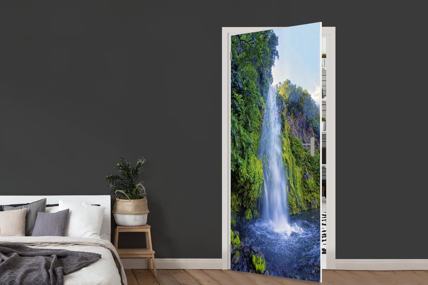 MuchoWow Türtapete Wasserfall St), für bedruckt, Tür, Whanganui-Nationalpark 75x205 Fototapete Matt, Neuseeland, im in (1 Türaufkleber, cm