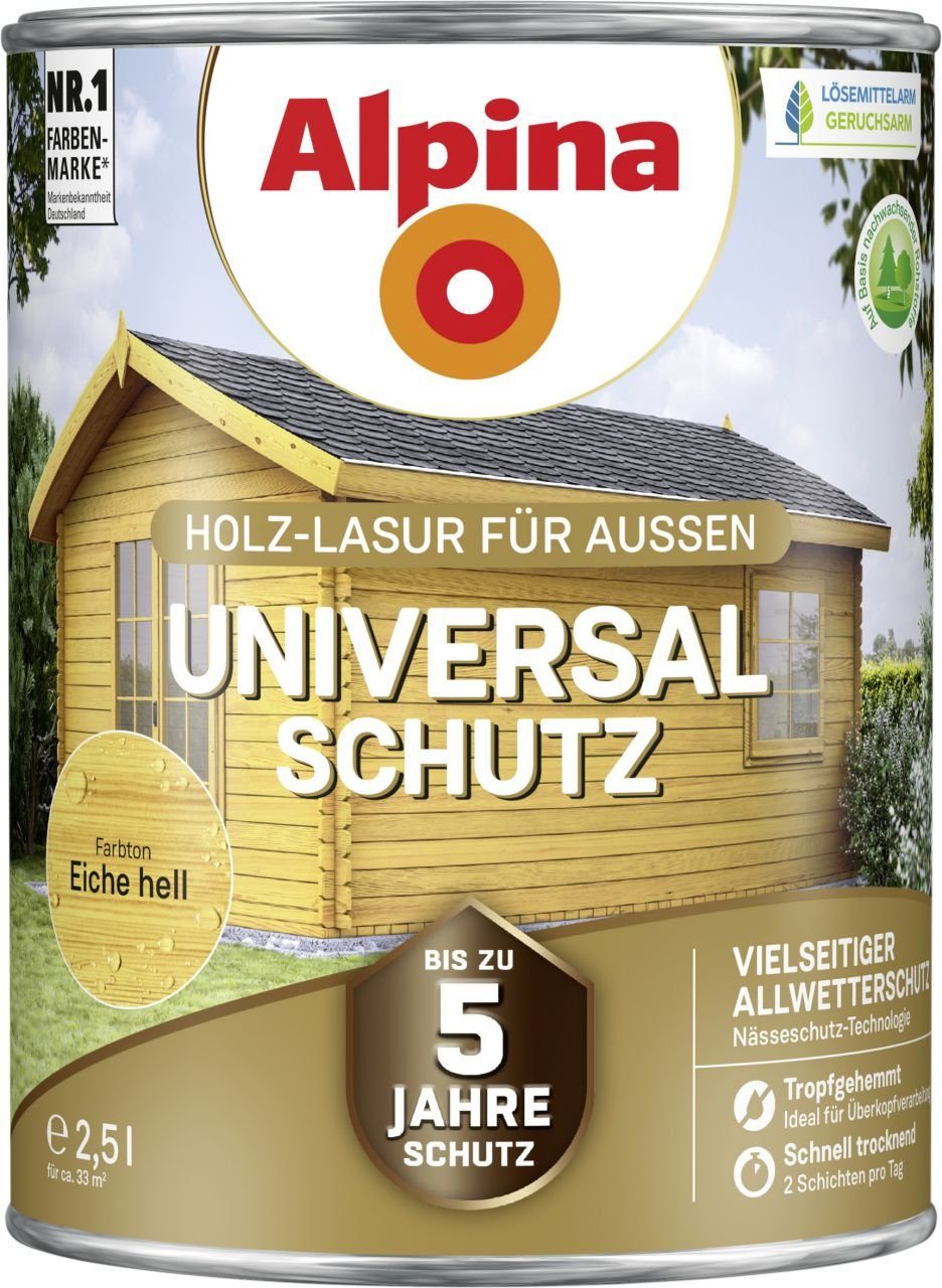 Alpina Holzschutzlasur Alpina Holzlasur Universal-Schutz2,5L eiche hell