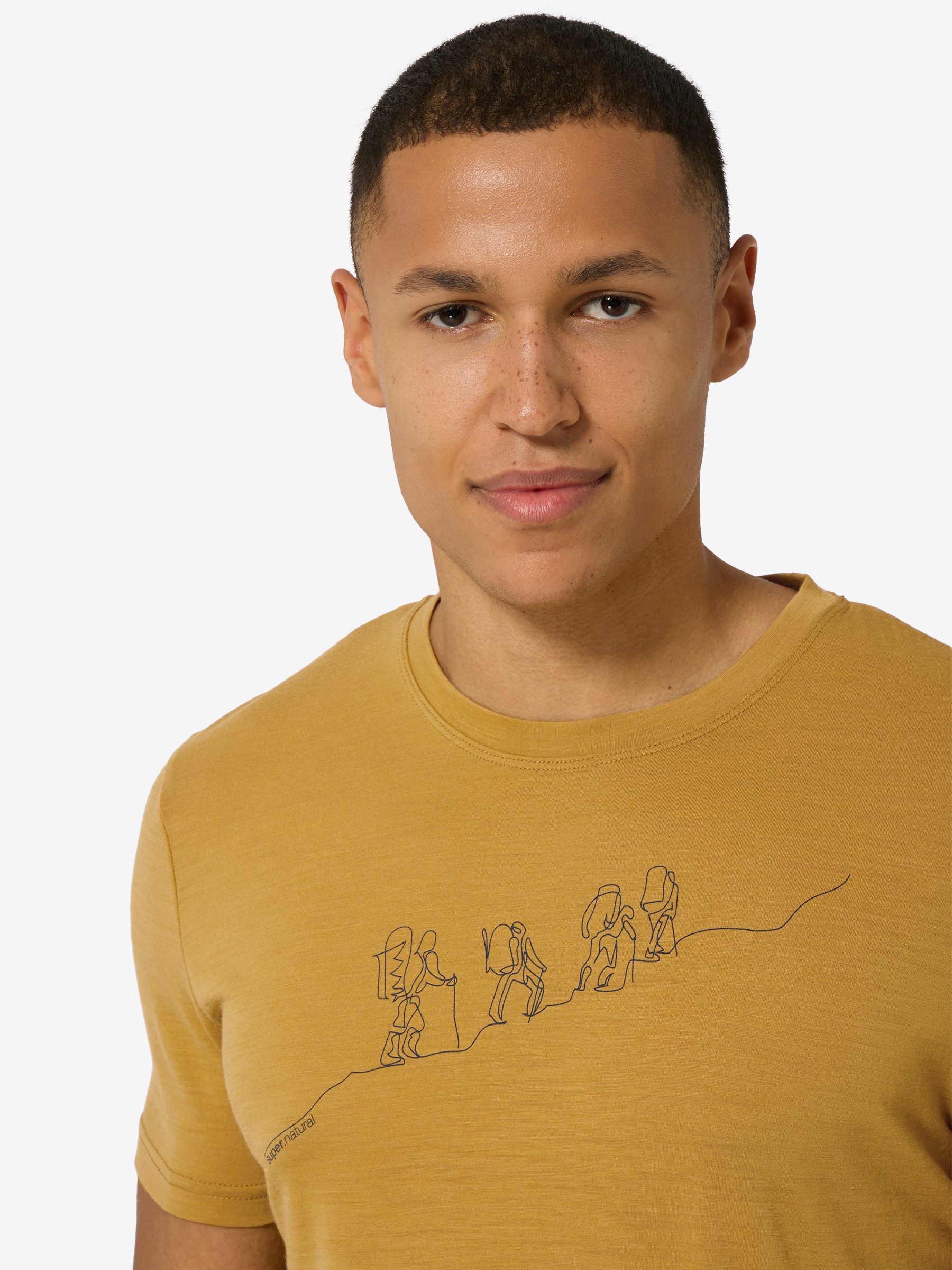 SUPER.NATURAL T-Shirt für Herren, aus Merinowolle M HIKING TEE mit coolem Outdoor Motiv