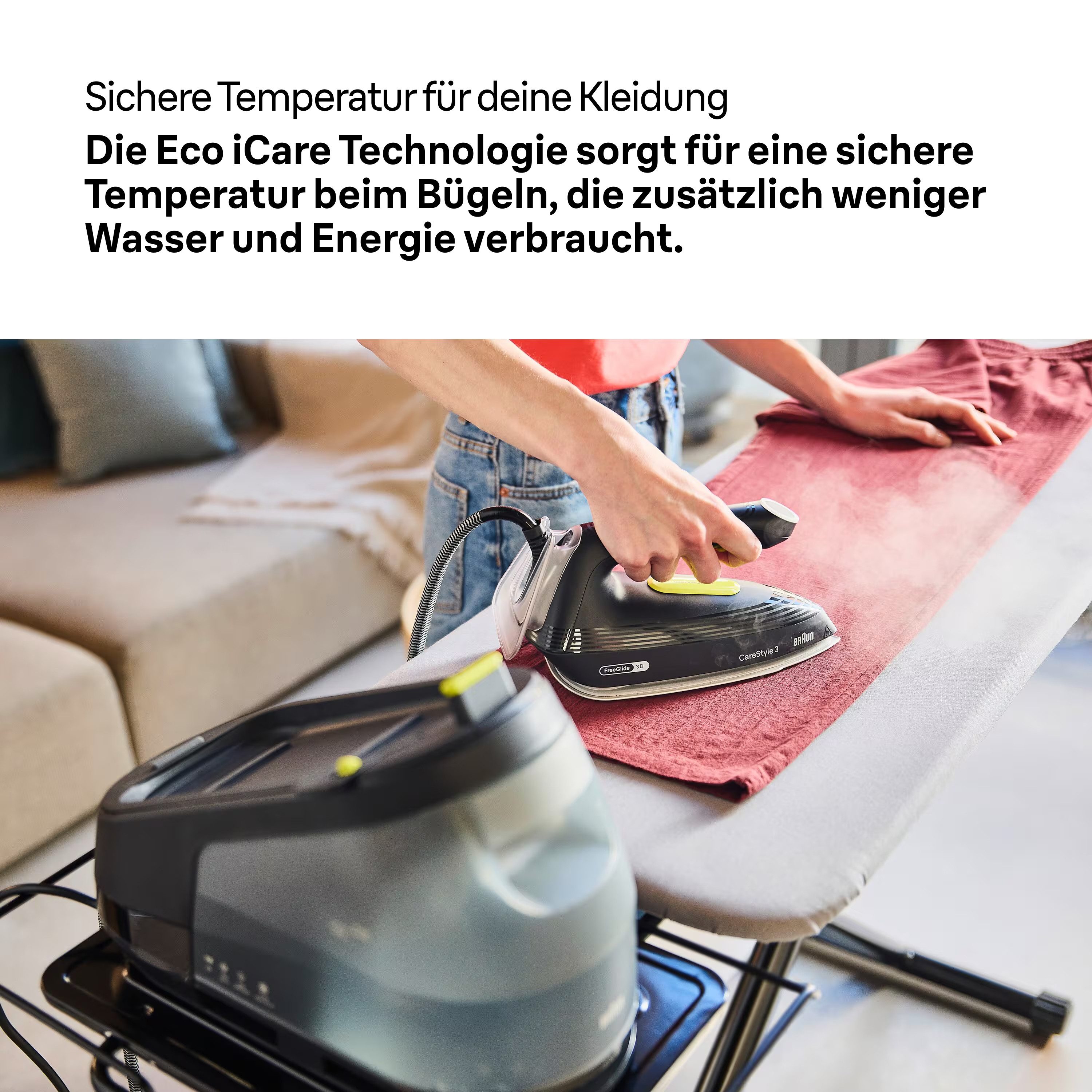 Braun Dampfbügelstation CareStyle 3 IS 3257 BK - 7,5 bar, 500 g Dampfstoß, 1,8 l Wassertank, 1800 ml Wassertank, 130 g Dampfmenge, EloxalPlus Bügelsohle, Easy C – Bild 5 von 5